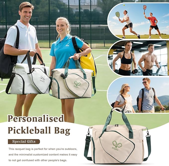 Personalized Duffel Bag Custom Sport Gym Travel Bags Embroidered Name Text Customized Dry Wet Separated Weekend Waterproof Bag for Women Men (D-Beige)