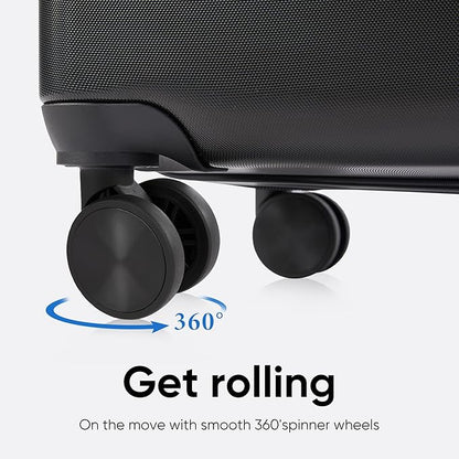 OLIXIS 20 Inch Carry-On Luggage, Hardside Suitcase with Spinner Wheels, Lightweight ABS Hard Shell Travel Luggage, TSA Approved Lock, Expandable Small Suitcase for Business & Travel–Black