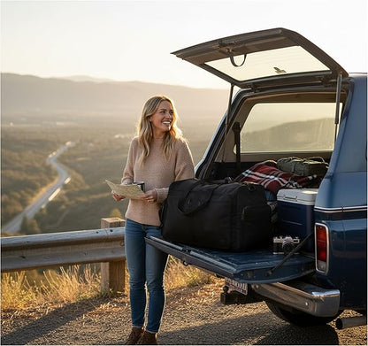 Bago Foldable Duffel Bags for Traveling Women & Men - 60L Medium Packable Duffle Bag for Travel with Shoe Compartment - Water Repellant, Heavy Duty, Lightweight Folding & Collapsible (All Black)