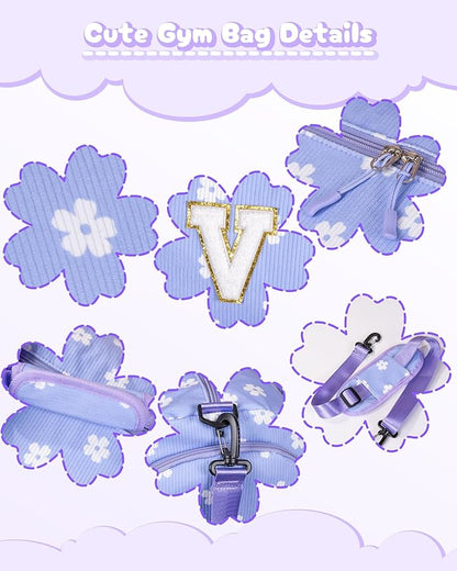 Gift for Sporty Cheerleader Girl, Girls Gym Bag, Kids Personalized Dance Bags with Shoe Compartment, Customized Travel Tote with Toiletry Bag, Party Favors for Teenager (Letter Y)