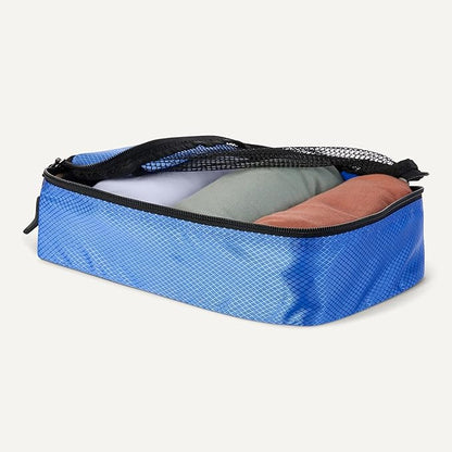 Amazon Essentials 4-Piece Packing Cubes Travel Accessories Set, Luggage Organizer with Double Zipper, Mesh Top, 100% Polyester, Small/Medium/Large/Slim, Blue (Previously Amazon Basics)