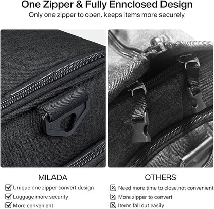 MILADA Convertible 2-in-1 Garment Duffel Weekender Bag Carry On Garment Bags for Travel Hanging Clothes Suit Bag Foldable Personal Item Business Overnight Bag with Shoe Compartment, Black