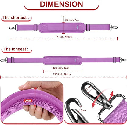 ZINZ 79.5" Universal Strap with Ultra-Thick Fixed Breathable Pad - Adjustable Heavy-Duty Shoulder Strap for Laptop, Crossbody, Luggage, Gym, Camera Bag and More - L01P01