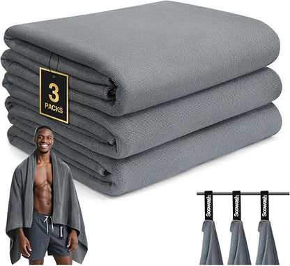 Camping Towels Quick Dry Sweat Towels for Gym, Absorbent Fast Drying Lightweight 27 inch X 55 inch Negative Ions Odorless Gym Towels for Men & Women,Yoga Sports Travel Outdoor (Large Gray)