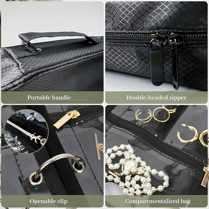 Dexmary Travel Jewelry Organizer and Storage Case for Women, Travel Jewelry Storage with 36 Velvet Zipper Velvet Pouches, Portable Gift for Earrings Necklaces, Rings, Bracelet, Watch