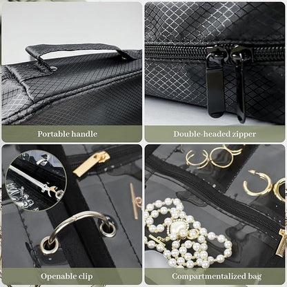 Dexmary Travel Jewelry Organizer and Storage Case for Women, Travel Jewelry Storage with 36 Velvet Zipper Velvet Pouches, Portable Gift for Earrings Necklaces, Rings, Bracelet, Watch