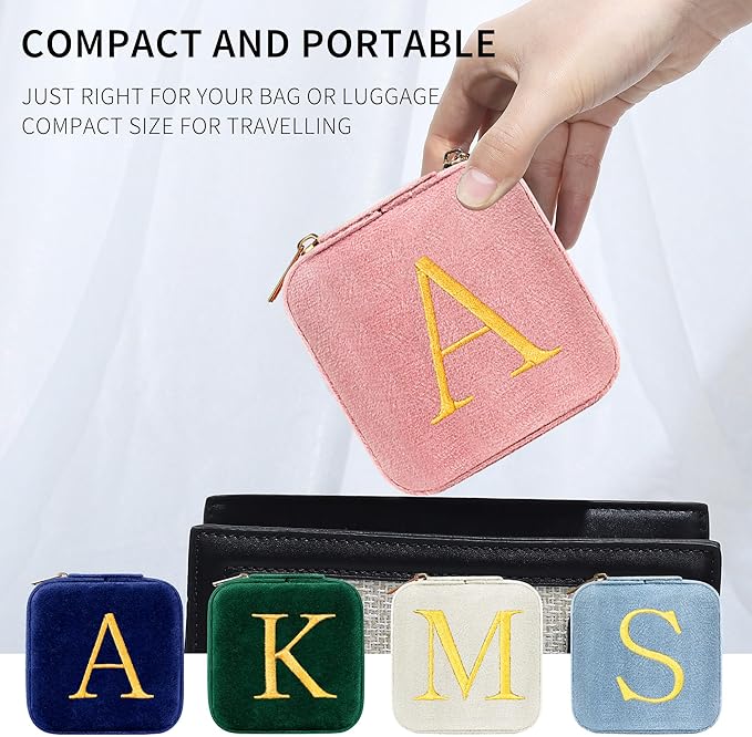 Parima Birthday Gifts for Women Girl - Jewelry Case Organizer Small Travel Jewelry Box 6 7 8 9 10 11 12 13 14 15 Sweet 16 Year Old Girl Gifts 30th 40th 50th 60th Birthday Gifts Women - Letter N, Pink