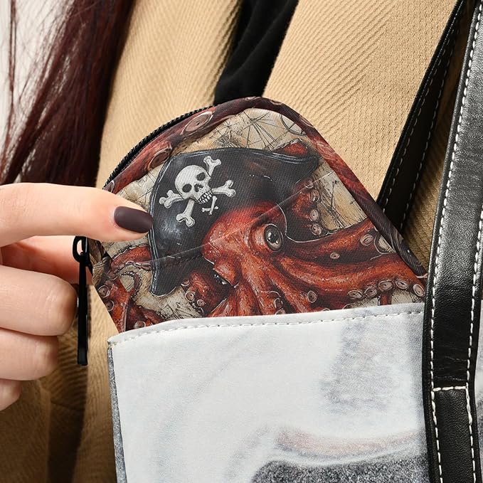 Pill Organizer Box Case Weekly Travel Pill Container Holder 7Day Cute Vitamin Organizer Dispenser Sorter Planner Storage Small Compact Octopus Pirate and Compass06