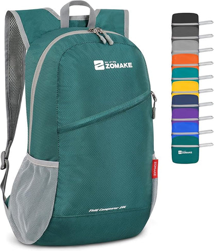 ZOMAKE Lightweight Packable Backpack 20L, Foldable Backpacks Small Daypack for Hiking Water Resistant Day Bag for Travel(Olive Green)