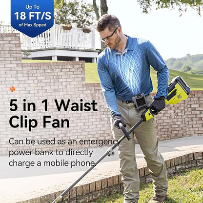 Aristide Waist Fan With Flashlight, Personal Portable USB Rechargeable Waist Clip - 10000mAh, 36hrs Wearable Cooler