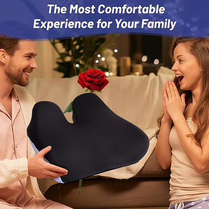 Ergonomic Seat Cushion for Office Chair, Extra Large Car Seat Cushion, Memory Foam Chair Cushion for Tailbone Pain Relief & Pressure Relief Sciatica and Back Support for Long Sitting (Blue)