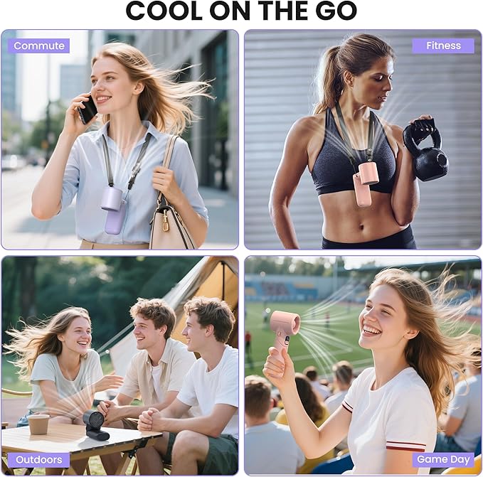 Portable Handheld Fan - 5000mAh Rechargeable Battery, 19Hrs Cooling Max, 5 Speed, 11000RPM High Power Motor, 3-IN-1 Personal Mini Fan with Neck Strap for Women Men Travel/Camping/Outdoor - Pink