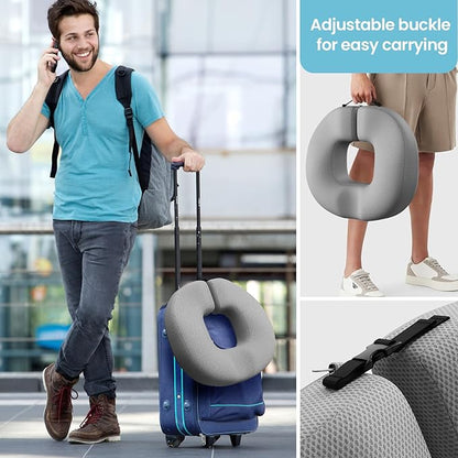 Benazcap Donut Pillow Seat Cushion for Tailbone Pain Relief, Memory Foam Hemorrhoid Pillow by Ergonomic for Coccyx, Sciatica, Pregnancy, Postpartum-Grey