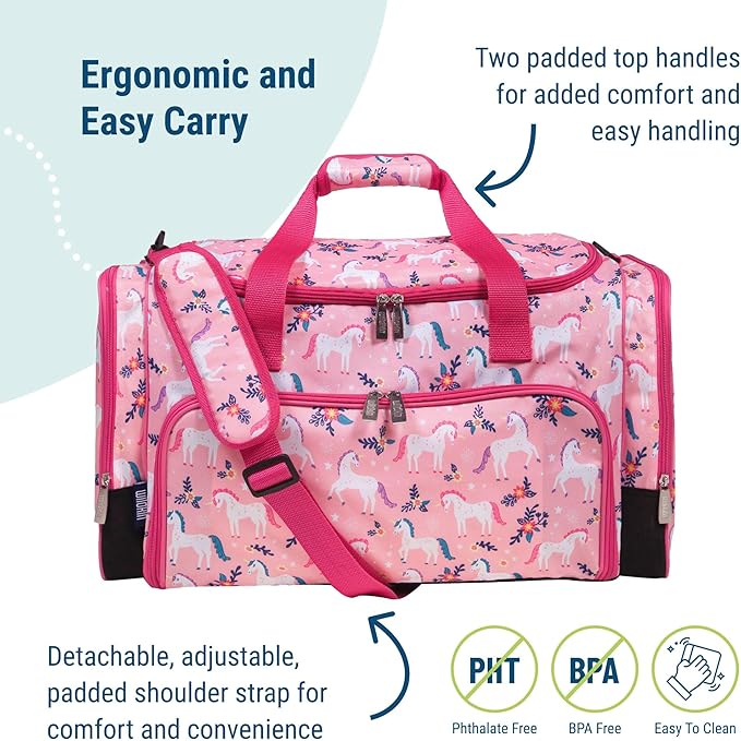 Wildkin Kids Weekender Duffel Bag – Carry-On Size for School, Travel, & Sleepovers