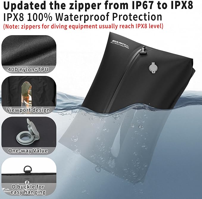 Reusable Vacuum Bags for Travel,Professional Waterproof IPX8 Vacuum Compression Bag for Suitcases Backpack,Space Saver Bags Packing Organizers for Clothing Packing(NO PUMP)