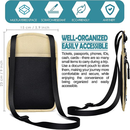 RFID Blocking Travel Neck Wallet–Hidden Passport Holder & Anti-Theft Money Pouch for Men & Women, Lightweight Concealed Travel Organizer with Adjustable Strap Secure Document