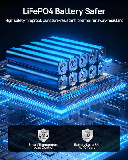 Portable Power Station, 288Wh (90,000mAh) LiFePO4 Battery, 350W (600W Peak) Power Bank with AC Outlet, Mini Solar Generator 7-Port Design, 2.1Hrs Fast Charing for Emergency, Hurricane (Solar Optional)