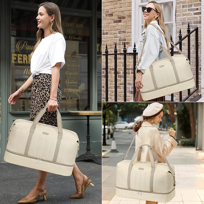 IBFUN Weekender Bags for Women, Travel Duffle Bag with Shoe Compartment Carry on Weekender Overnight Duffel for Weekend Travel Business Trip 3PCS