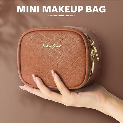 Small Makeup Bag with Led Mirror, Mini Travel Make up Bag 3 Light Modes Adjustable Brightness, for Women Organizer Cosmetic Bag, Portable Travel Train Toiletry Bag, for Pool Parties Work Touch-Ups