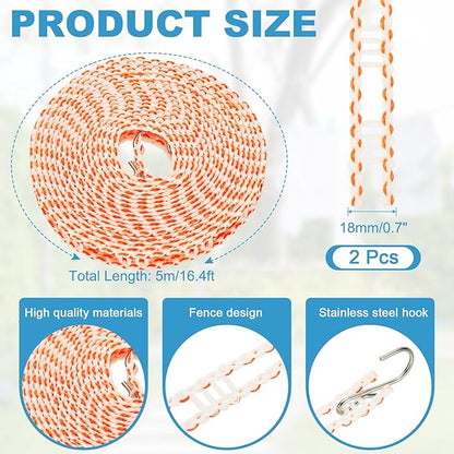 uxcell 2 Pcs Portable Travel Clothesline, 16.4ft Clothes Line Outdoors Travel Hanger Foldable Clothesline Rope with Hooks for Camping Hotel Backyard Home Cruise Ship, Orange