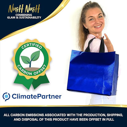 Nush Nush Mix Color Bulk Gift Bags Large Size– Set of 60 Reusable Gift Bags With Handles with 6 Glossy Vibrant Colors - Perfect Large Goodie Bag for Small Business, Christmas, Events – 13x5x11