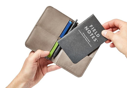 Distil Union Passport Cover+ | RFID-Shielded Premium Full-Grain Leather | Fits Passport, Cards, Cash, and More | Slim Travel Wallet and Organizer (Gray)