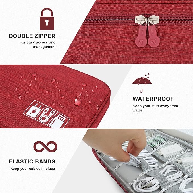 Electronic Organizer Travel Universal Cable Organizer Electronics Accessories Bag for Cable, Charger, Phone, USB, SD Card,1Pack