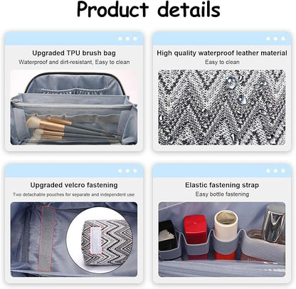 BOYATU Travel Makeup Bag for Women: Western Boho Make up Bag Set of 3 - Large Capacity Vegan Leather Cosmetic Bag - Waterproof Toiletry Bag with Compartments & Handle & Divider(J-3-Black)