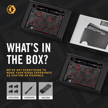 Ridge Wallet for Men - Slim Minimalist Compact Wallet and Card Holder, RFID Protected Front Pocket Wallets for Men with Integrated Cash Strap (Forged Ember)