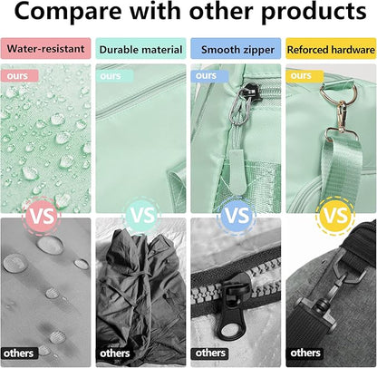 MABROUC Duffle Bag For Women, Sports Duffel Bag for Gym with Wet Pocket & Shoe Compartment, Overnight Weekender Travel Bag