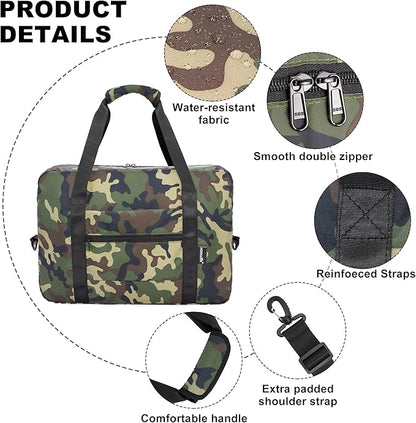 Foldable Travel Duffle Bag, Airlines Approved Carry On Bag Weekender Overnight Bag for Men Women, 40L (Green cmo)