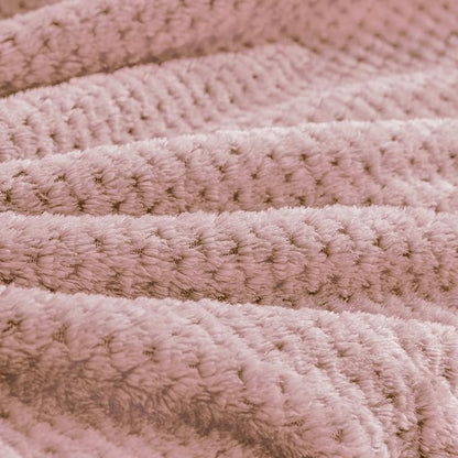 BEDELITE Travel Blanket with Bag, Ultra-Soft Jacquard Fleece Blanket with Luggage Sleeve & Backpack Clip, Airplane Blanket Travel Essentials, Pink