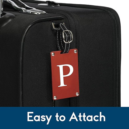 Premium 3-Layer Aluminum Luggage Tags by Fortuna - Easy to Claim, Laser-Engraved, Plastic-Free, and Eco-Friendly Luggage Tag Holders, 2-Pack, Red (P)