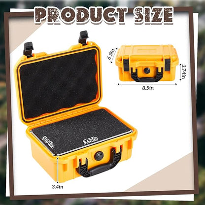 1 Pcs 8.5 x 6.5 x 3.7 Inch Waterproof Hard Case with DIY Customizable Foam Insert Portable Protective Case with Knife for Camera Drones Equipments Tools Test Instruments (Yellow)