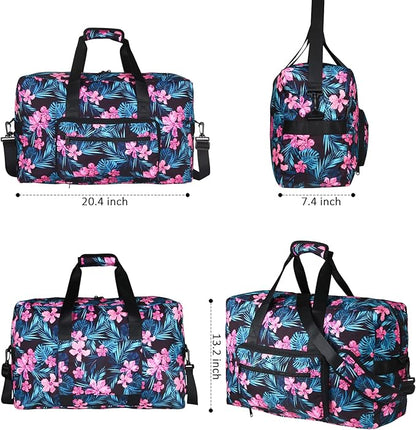 F.FETIVIN Weekender Bag Carry On Travel Duffle Medium Overnight Bag for Women(Flower2)