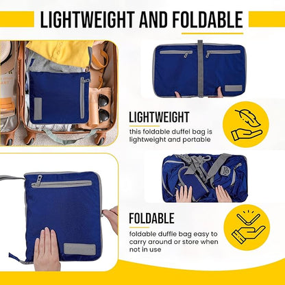 LEGEND 60L Foldable Duffle Bag for Travel - Packable Duffle Bags w/Shoe Compartment - Tear Resistant Collapsible Duffel Bags for Traveling - Lightweight Folding Duffel Bag for Men & Women -Royal Blue