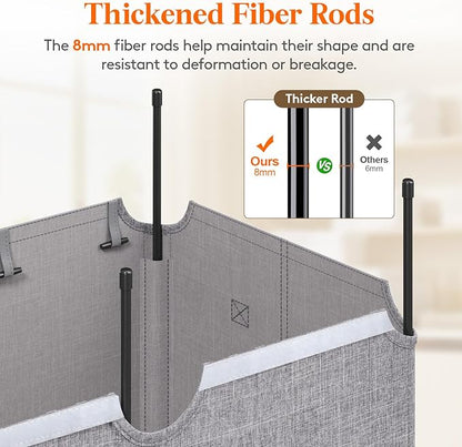 Lifewit 165L Laundry Basket with Lid, Large Laundry Hamper with Plastic Handles and Removable Bag, Foldable Tall Dirty Clothes Hampers for Laundry for Laundry Room, Bedroom, Bathroom, Dorm, Light Gray