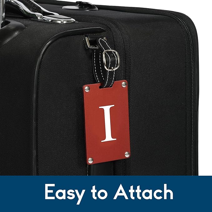 Premium 3-Layer Aluminum Luggage Tags by Fortuna - Easy to Claim, Laser-Engraved, Plastic-Free, and Eco-Friendly Luggage Tag Holders, 2-Pack, Red (I)