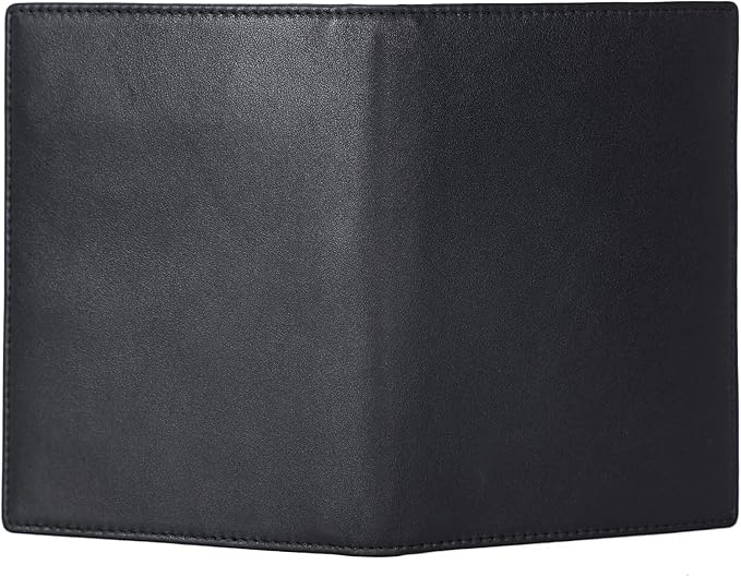 Polare Napa Leather Passport Holder RFID Blocking Travel Bifold Wallet Passport Holders 2 Passports (Black)
