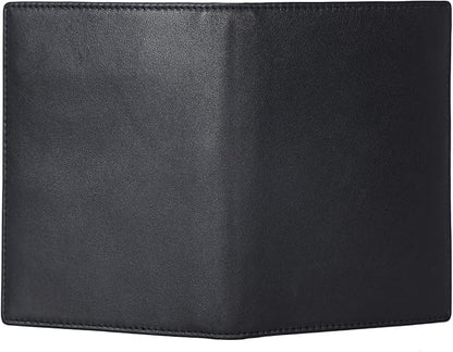 Polare Napa Leather Passport Holder RFID Blocking Travel Bifold Wallet Passport Holders 2 Passports (Black)