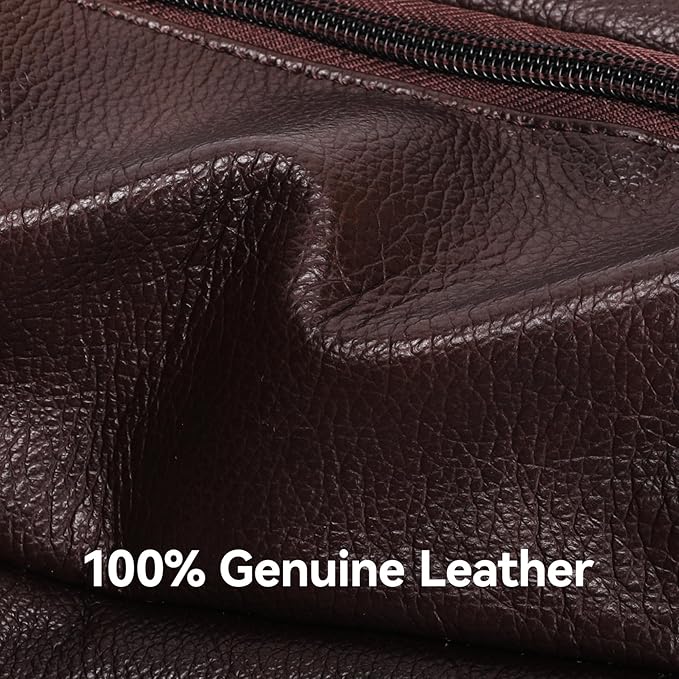 Brown Leather Fanny Pack for Men & Women,Fashionable Multi-Pockets Waist Belt Bag for Travel Sports Hiking Cycling Fishing Running