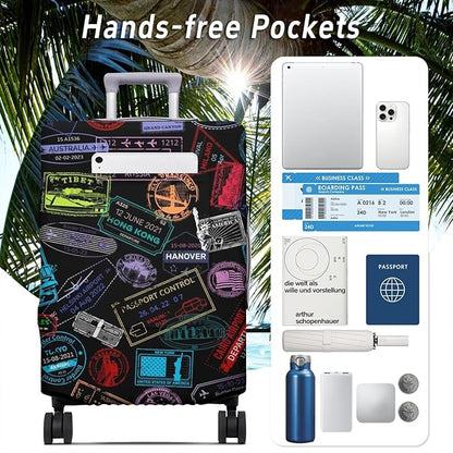 World Landmarks Travel Luggage Cover, Travel-Themed Suitcase Protector Stretchable, Washable Travel Suitcase Cover (S for 18-20 Inch Luggage)