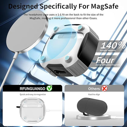 RFUNGUANGO for AirPods 4th Generation Case, 2024 New Space Theme Case. Compatible with AirPods 4th Generation, with Locking Feature, Military Grade Drop Protection, Works with MagSafe.[White]
