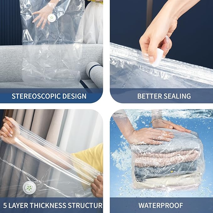 10 Pack Vacuum Storage Bags, Large Cube Bag (19.6 * 27.5 * 11.8 Inch), Large Vacuum Seal Bags for Clothing, Comforters, Blankets, Bedding, Closet Organization Space Saving