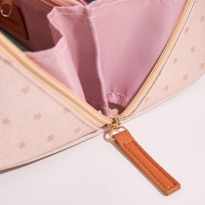 Erin Condren Small Organizer Case, Multi-Purpose Travel Case with Stylish Almond Asterisk Design and Sturdy Vegan Leather Handle, Carry Toiletries, Makeup, Jewelry or Essentials