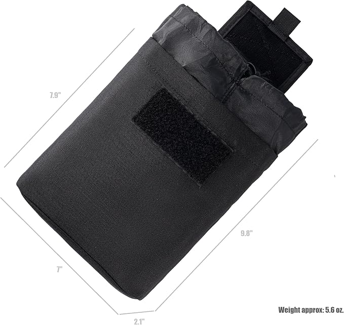 MOLLE Dump Pouch Roll Up Magazines Recovery Utility Admin Bag Drawstring Foldable Tool Mag Drop Waist Pack for Tactical/Range/Battle/Duty Belt Hunting Shooting Competition