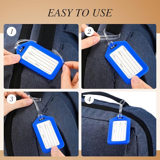 200 Pieces Bulk Luggage Tags for Suitcases Plastic Backpack Book Bag Baggage Name Tags