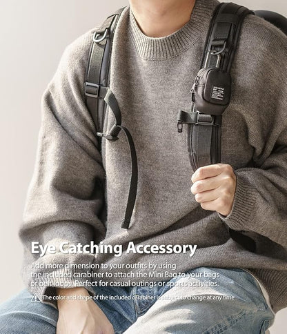 Ringke Mini Pouch Block, Small Bag for Universal Wireless Ear Buds, Durable Waterproof Keychain Backpack Accessories for AirPods Pro 3 & 2 & 1, AirPods 4 & 3 & 2 & 1 Case