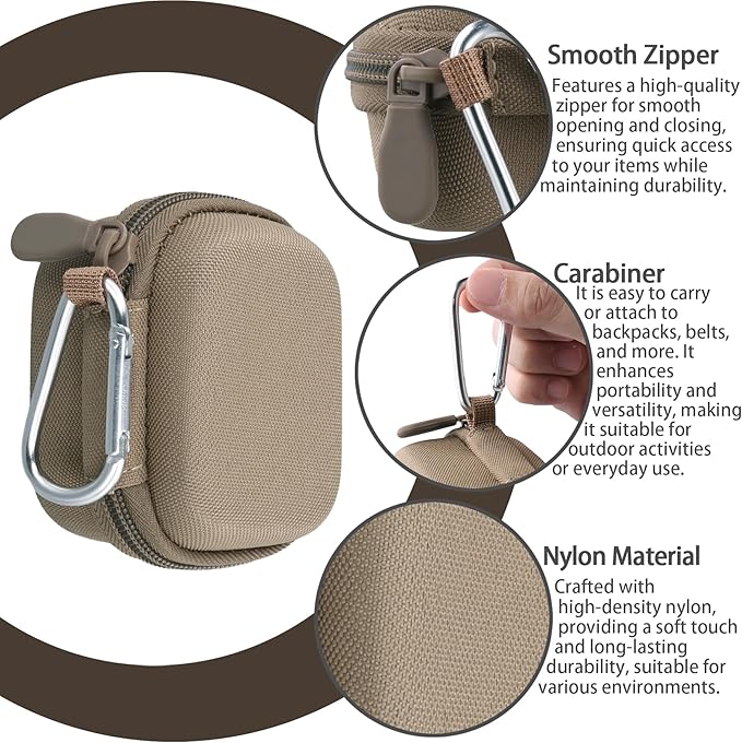 co2CREA Hard Case for Beats Powerbeats Fit with Carabiner Clip, Shockproof Earbuds Storage Box – Protective Travel Cover for Wireless Noise Cancelling Earbuds (Sand Case)