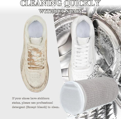4Pcs Reusable Laundry Shoe Bag for Washer and Dryer, 2024 New Shoe Cleaning Bag, 360Cleaning for Sneaker and Gym Shoes (Grey)